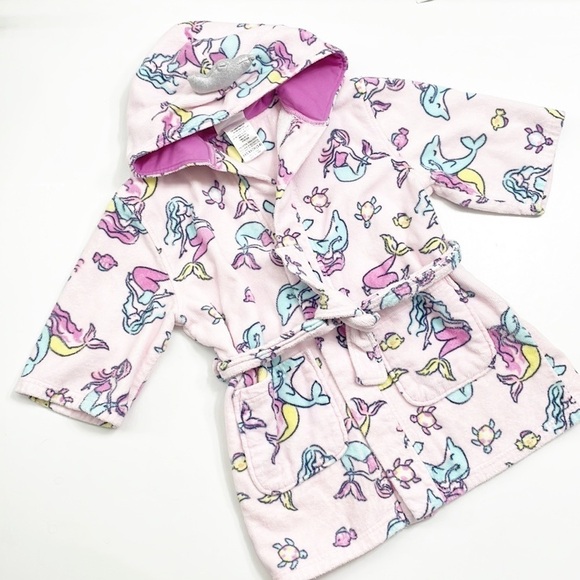 Saint Eve Swim toddler girls mermaid sea creatures terry cloth swim robe - Picture 1 of 4